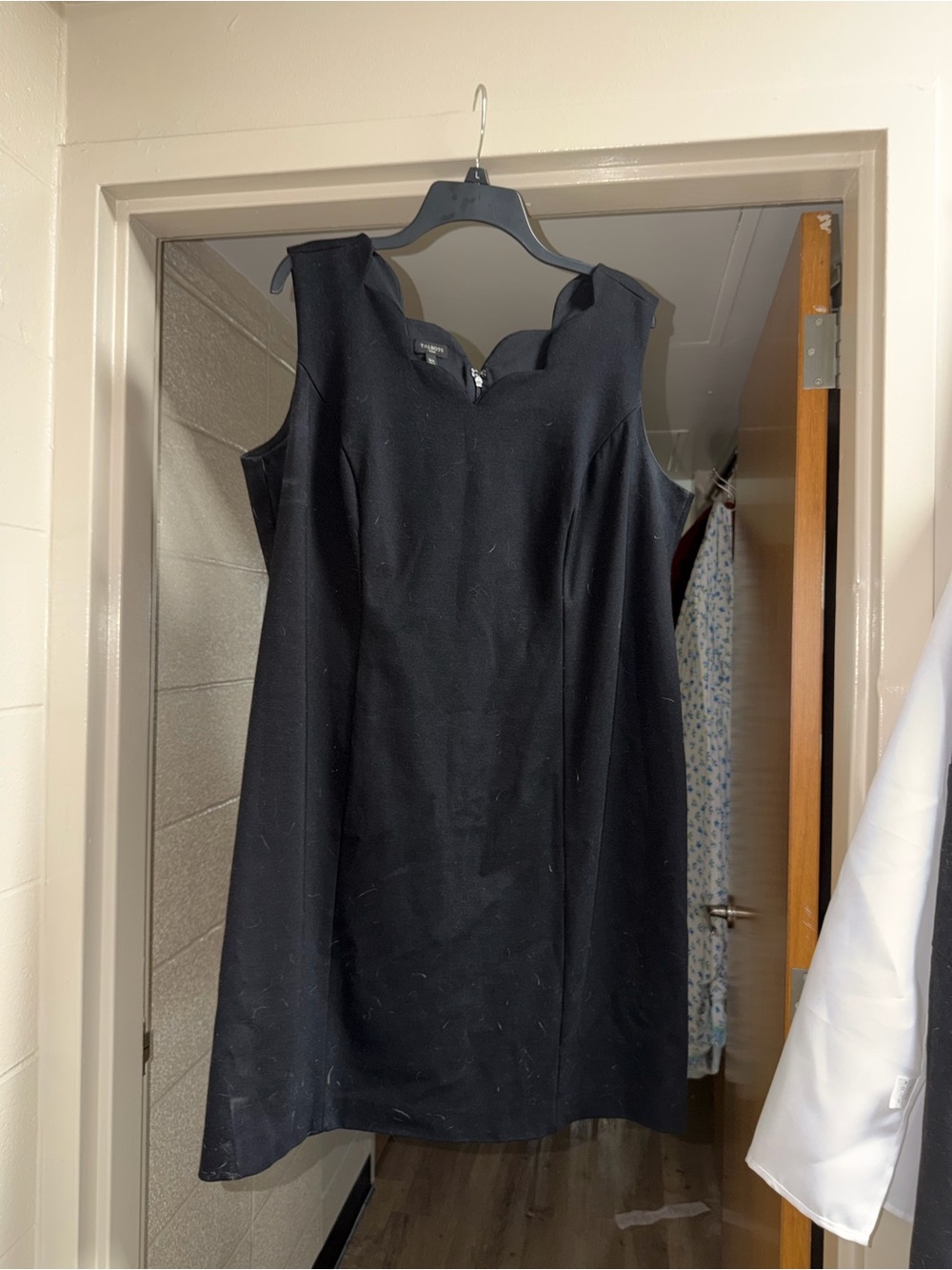 Talbots Black Scalloped Neck Sheath Dress
